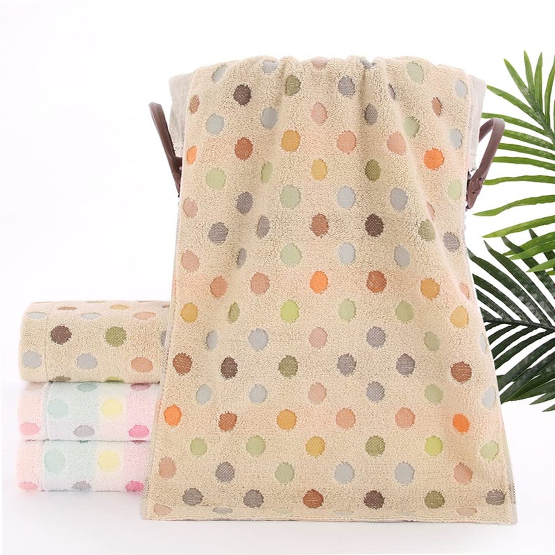 Pidada Hand Towels Set of 2 Colorful Polka Dot Pattern 100% Cotton Soft Absorbent Decorative Towel for Bathroom (Brown) - Image 3